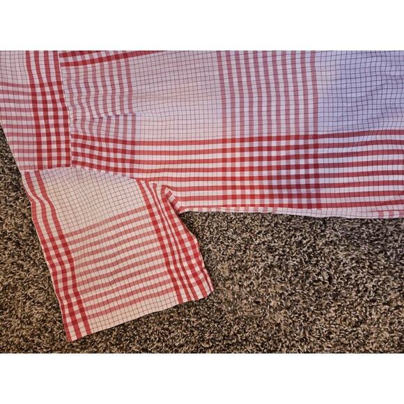 womens Vtg blouse collar red white plaid short sleeve button up western country - Picture 3 of 11